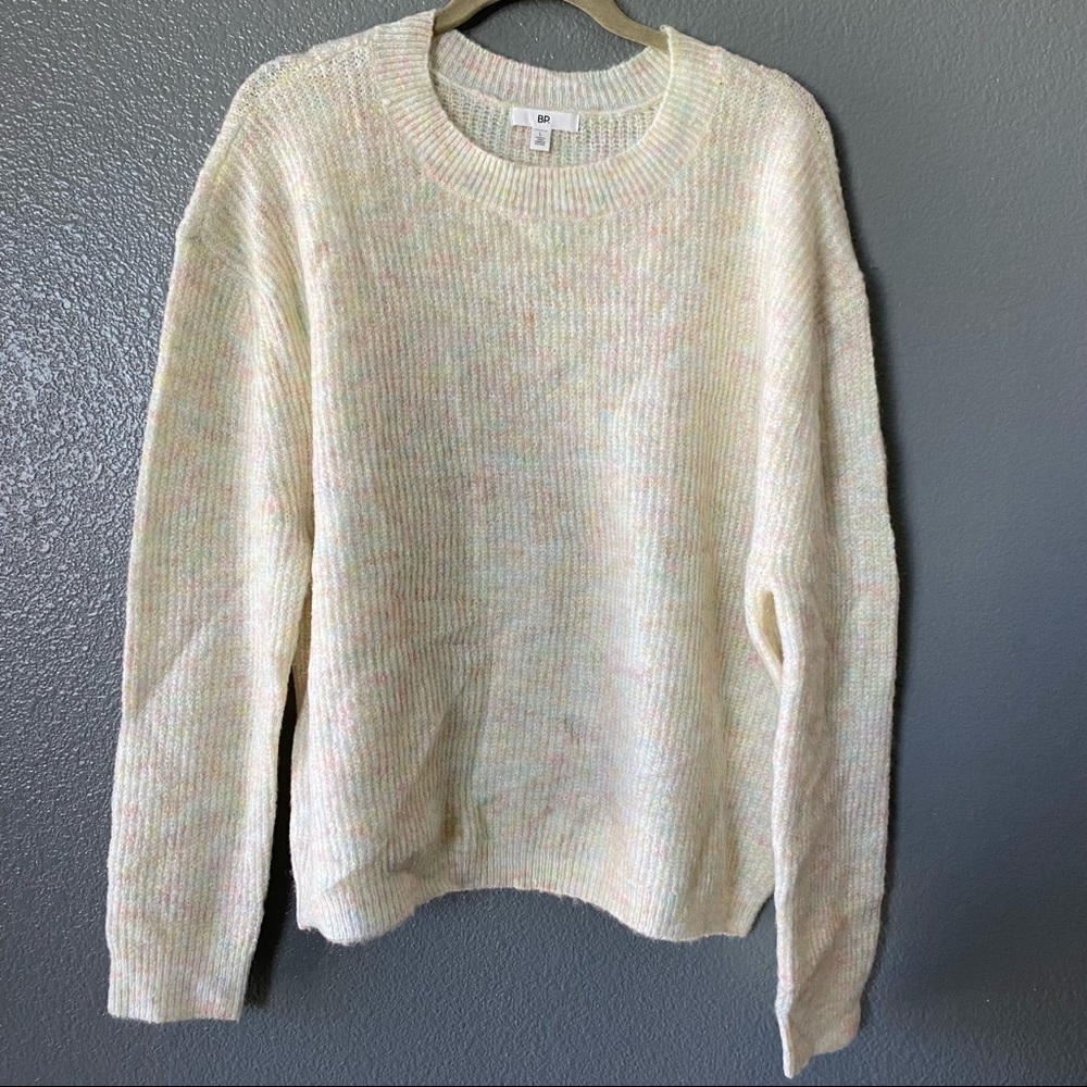 BP. Sweater Womens Size Large Marl Rainbow Flecked Crew Neck Pullover Knitted.